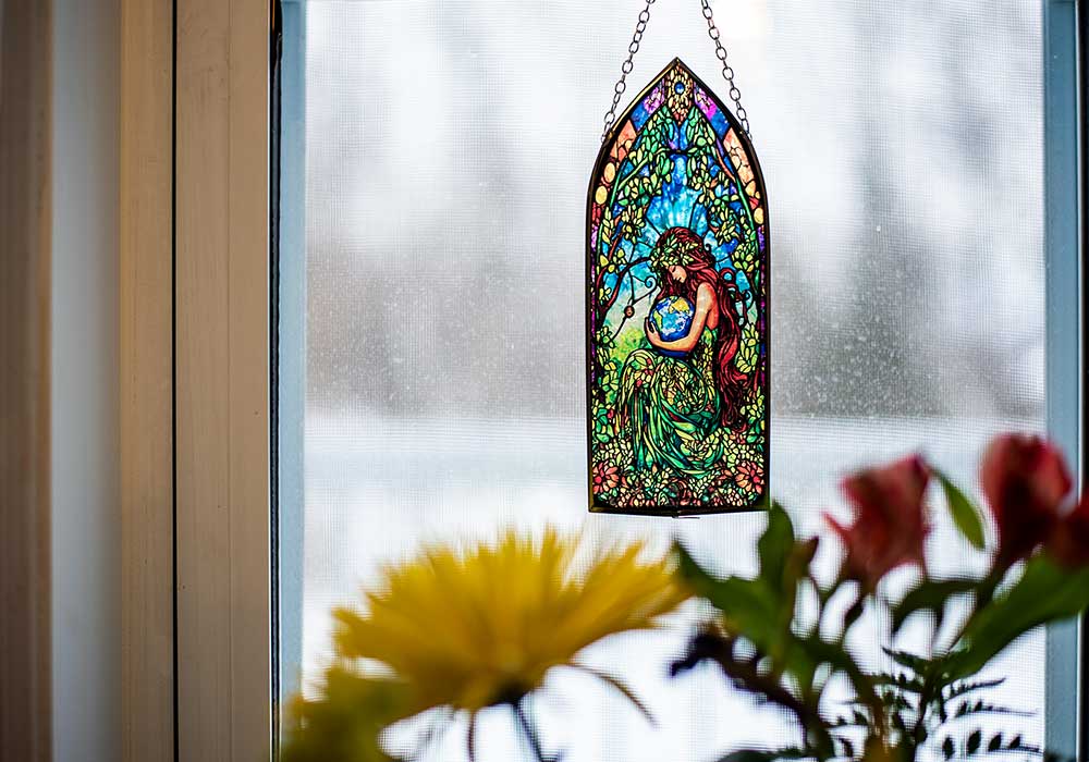 Earth Goddess Glass Suncatcher (8 inches)