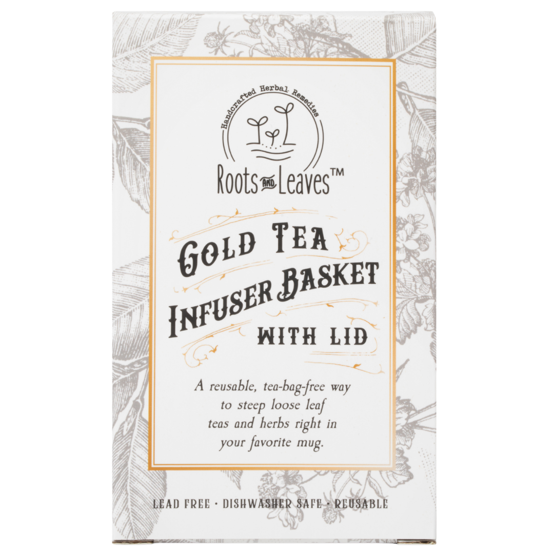 Gold Tea Infuser Basket with Lid (Stainless Steel)