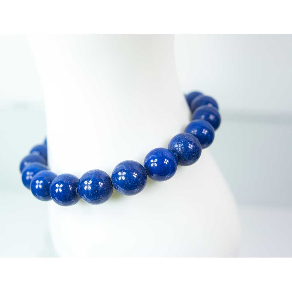 Lapis Lazuli Bead Bracelet Celtic SS Clasp (10 mm)