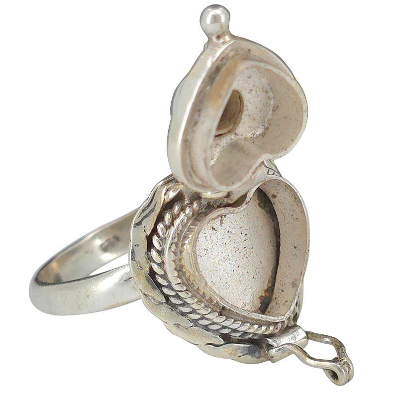 Moonstone Love - Hidden Chamber Heart Locket Ring (Size 9.5)