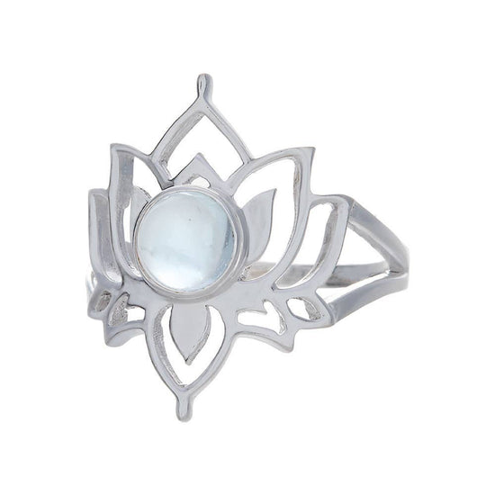 Blue Topaz Lotus Flower Ring (Sterling Silver, Size 6)