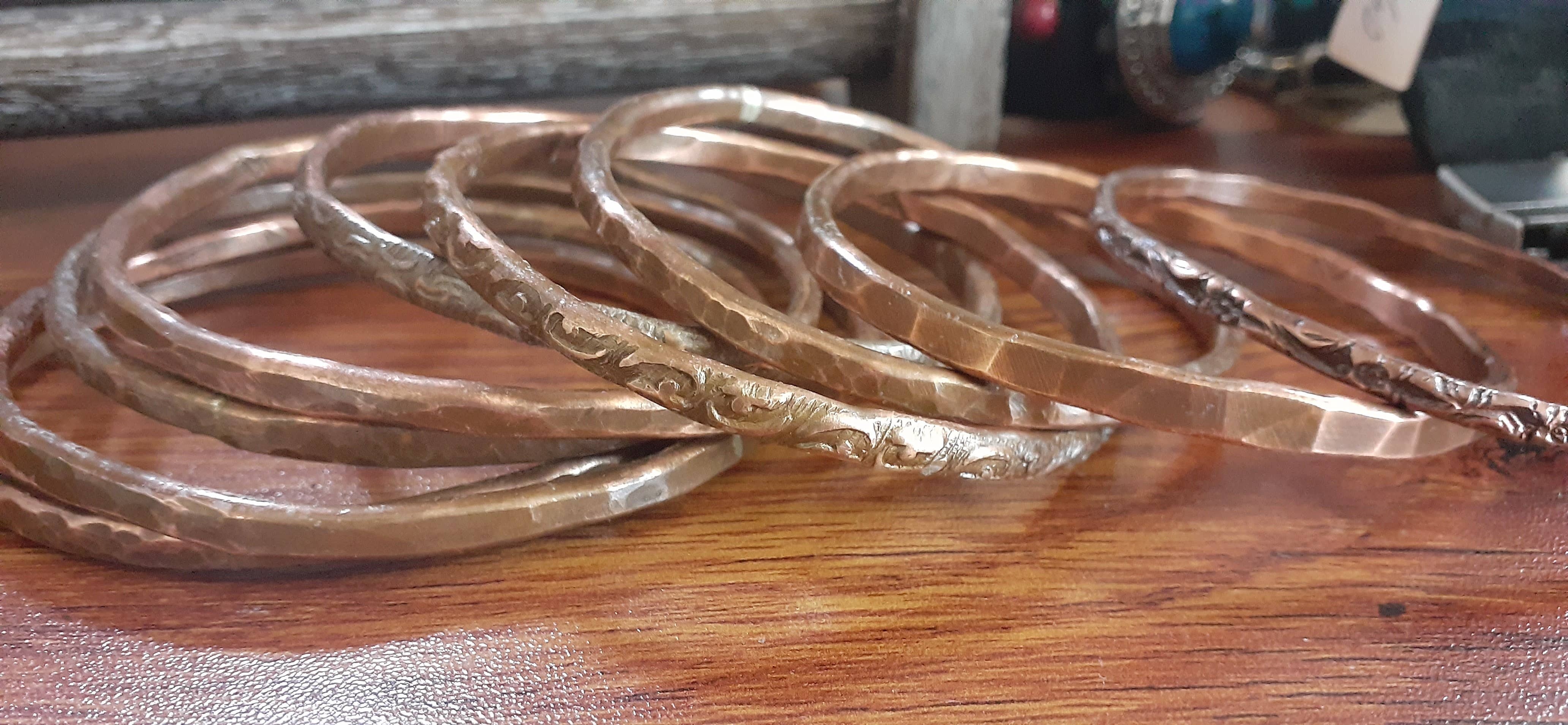 Hand Made Copper Bangle Bracelet - Thick 6-Gauge