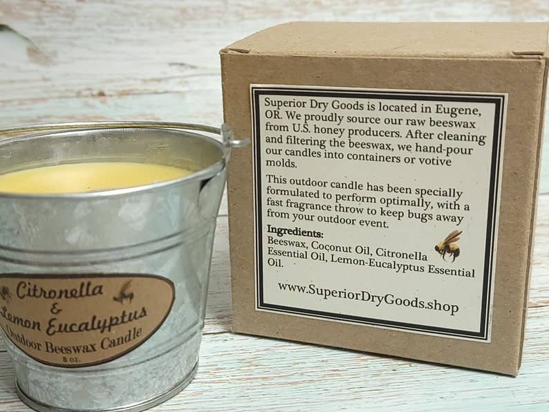 Citronella Mosquito Bucket Candle | Beeswax/Lemon Eucalyptus