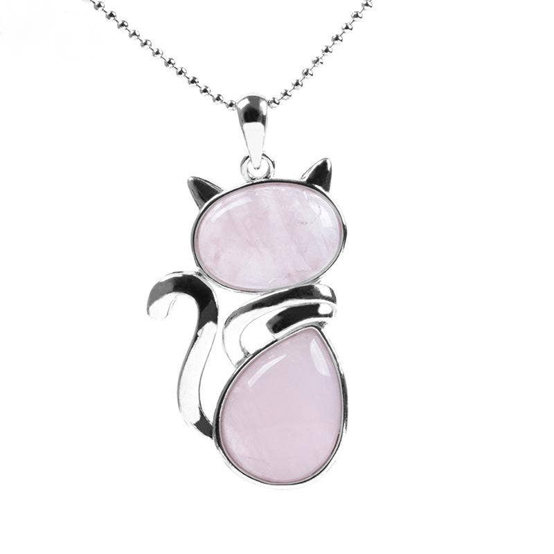 Gemstone Cat-shaped Pendant Necklace