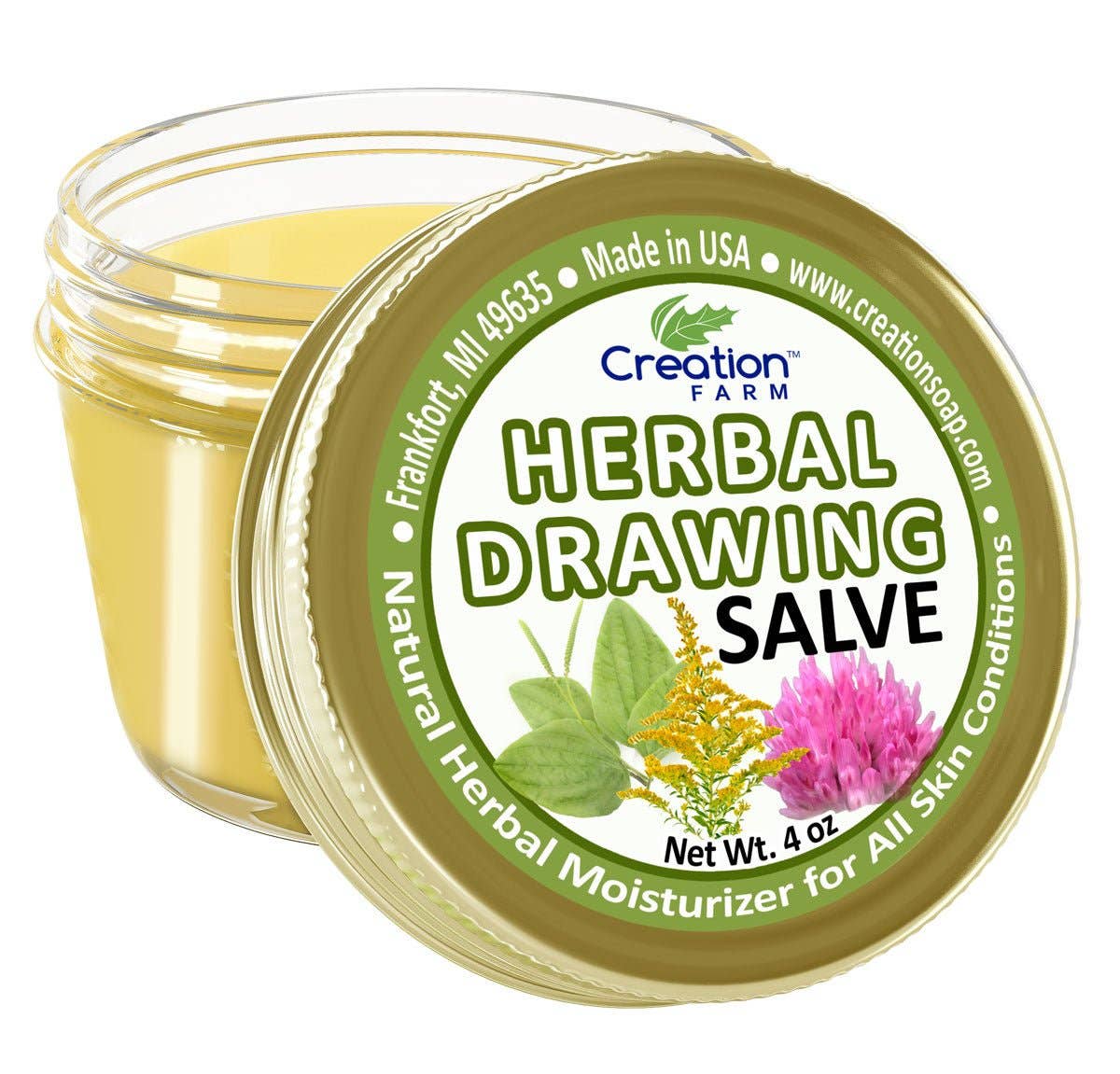 Herbal Drawing Salve (For Slivers And Splinters) - 4 oz Glass Jar