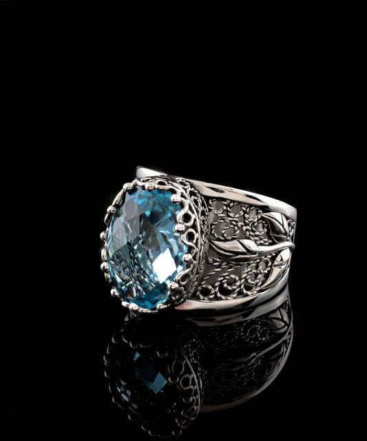 The Blue Rose - Sterling Silver (Size 7)