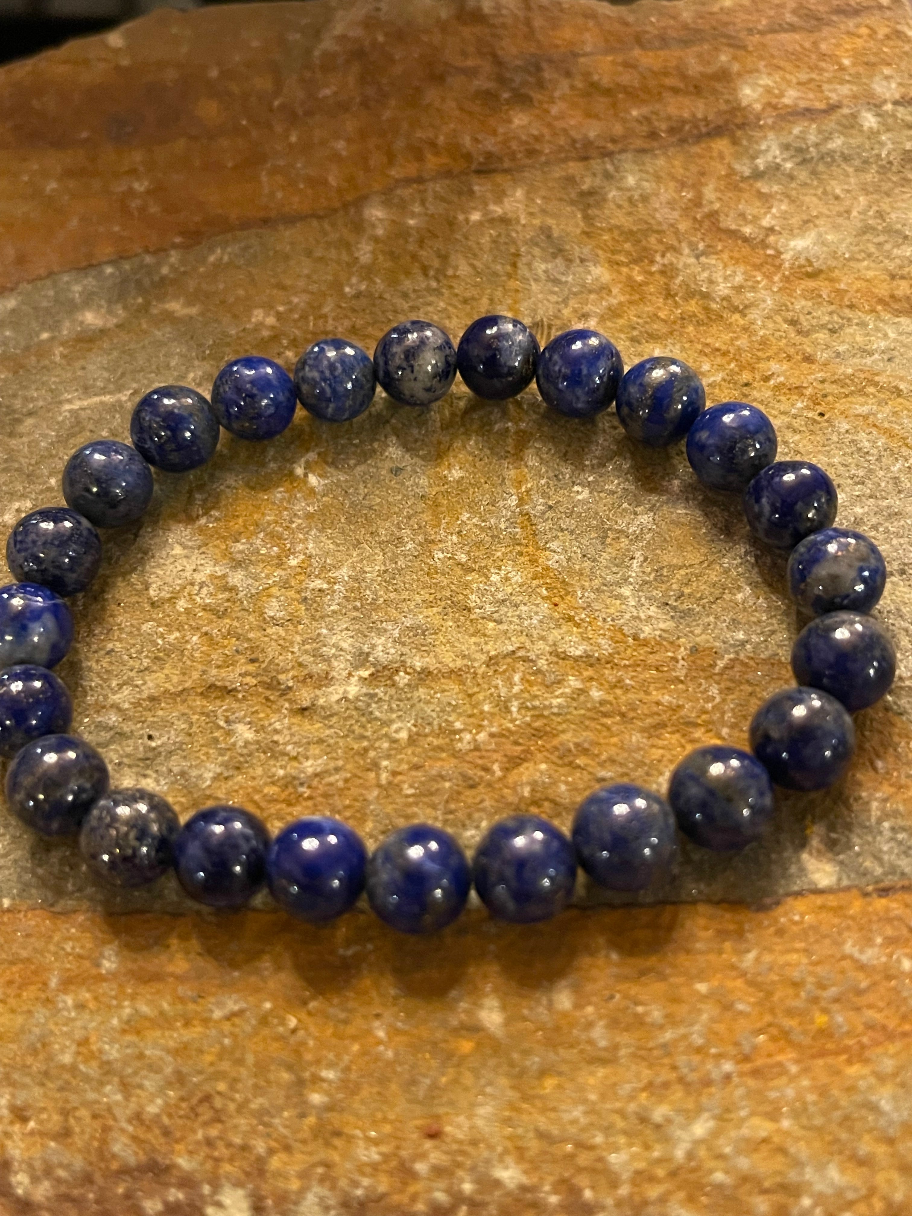 Natural Lapis Lazuli Gemstone Bracelet (8 mm beads)