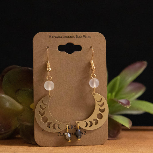 Crescent Moon with Phases of the Moon Earrings