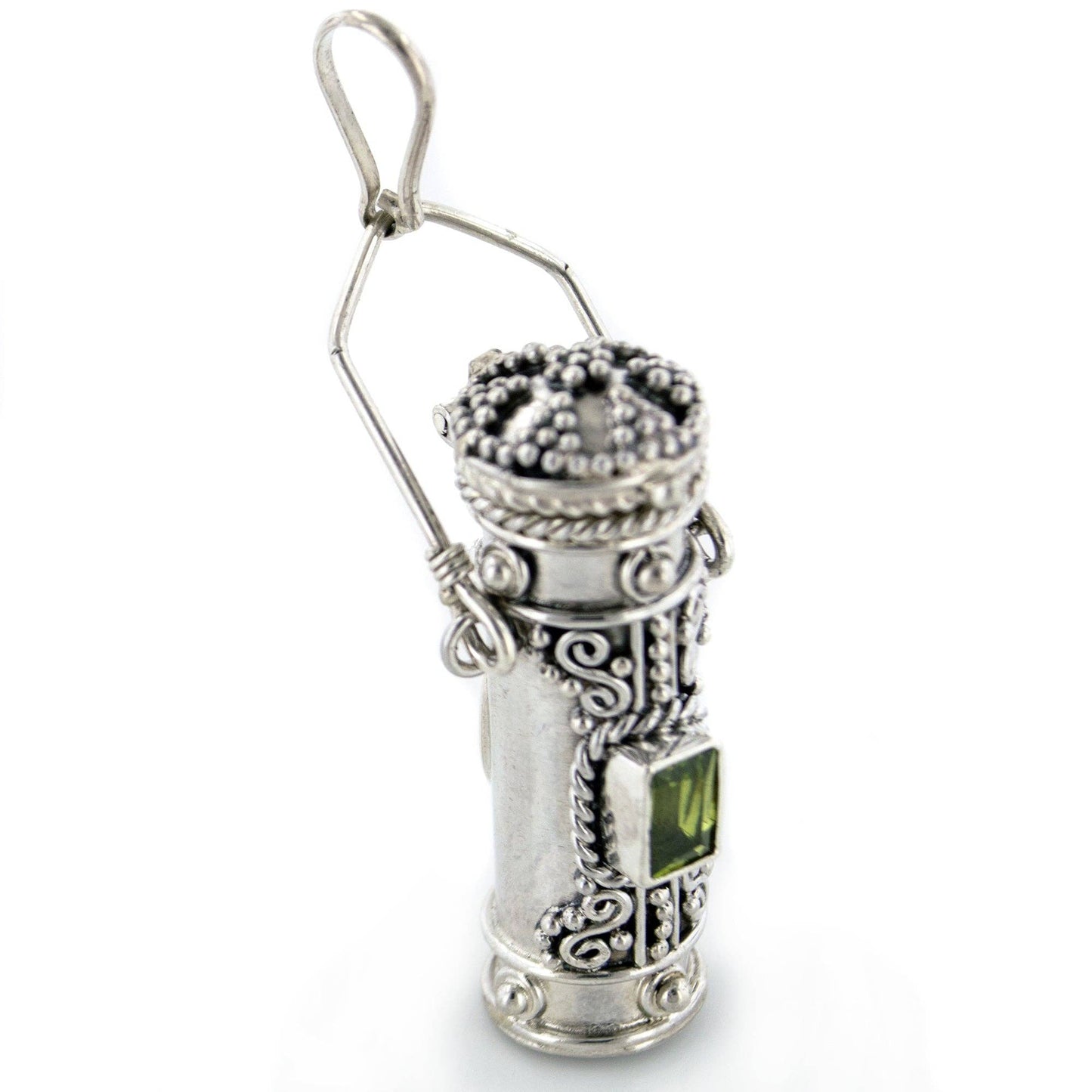 Peridot Pendant with Hidden Chamber, Sterling Silver