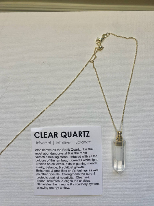 Crystal Quartz Necklace with Hidden Chamber, Adjustable length