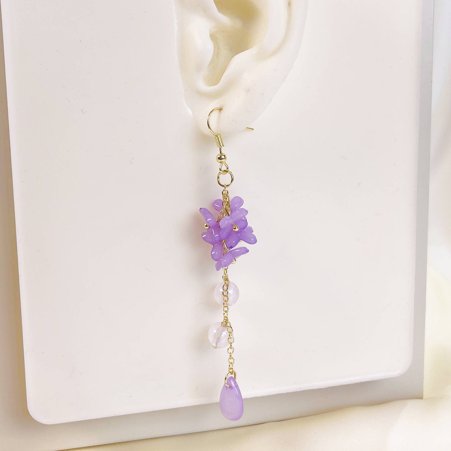 Purple Lily Earrings - 18K gold finish, S925 Silver Post (Handmade in USA)