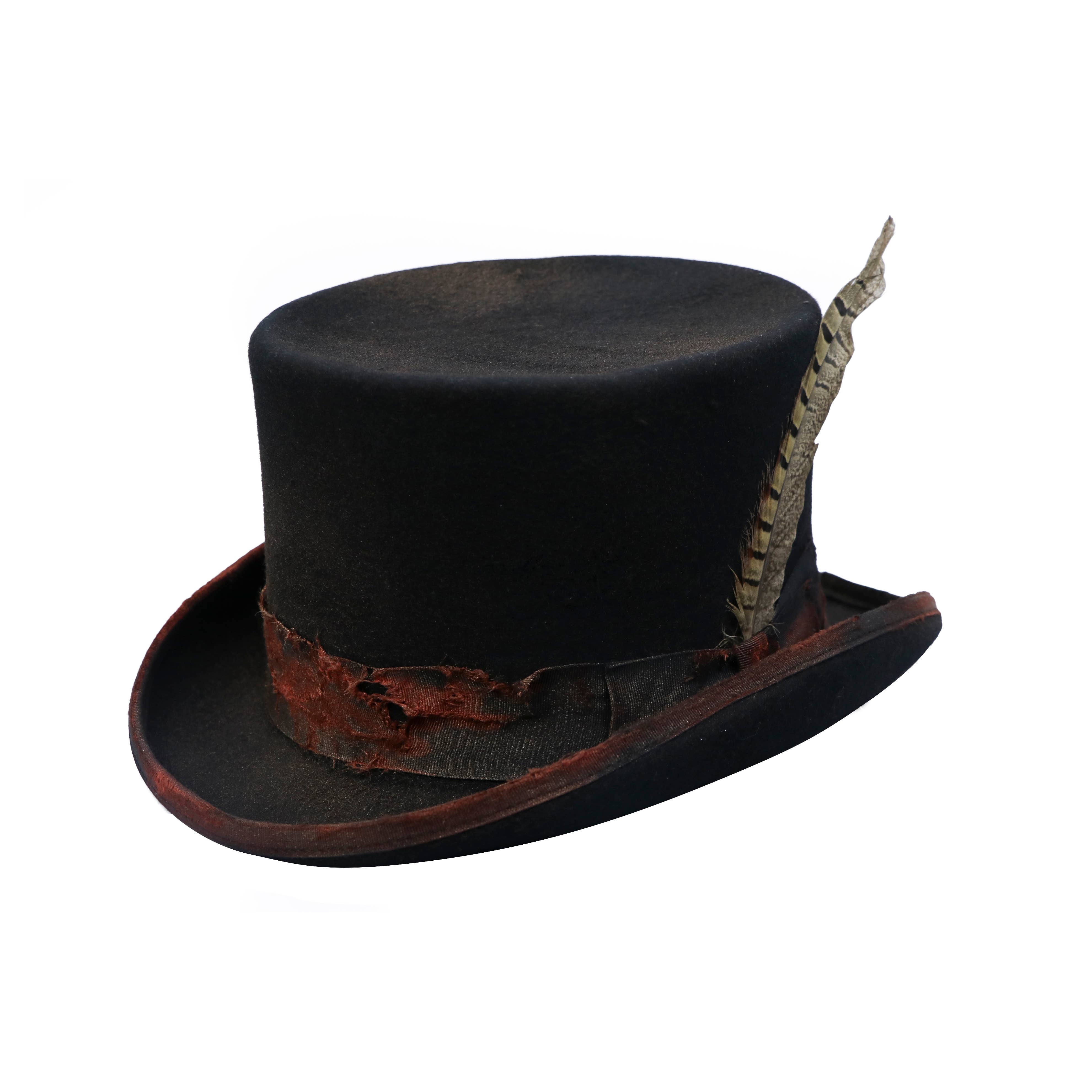 Top Hat - 100% Wool Felt - Distressed Style