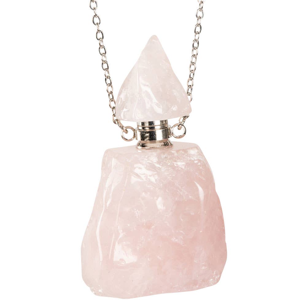 Rose Quartz Stone Bottle Necklace (Chamber opens)