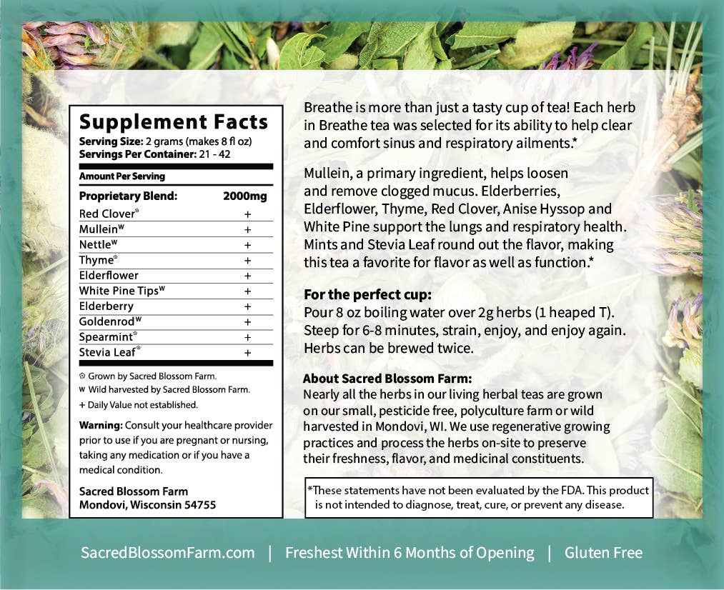 Herbal Tea Blend, Breathe, Supports Sinus and Allergy Relief