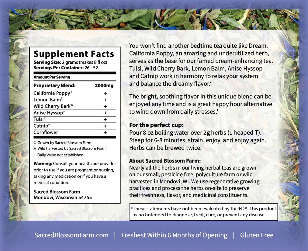 Herbal Tea Blend, Dream (Promotes Sleep)