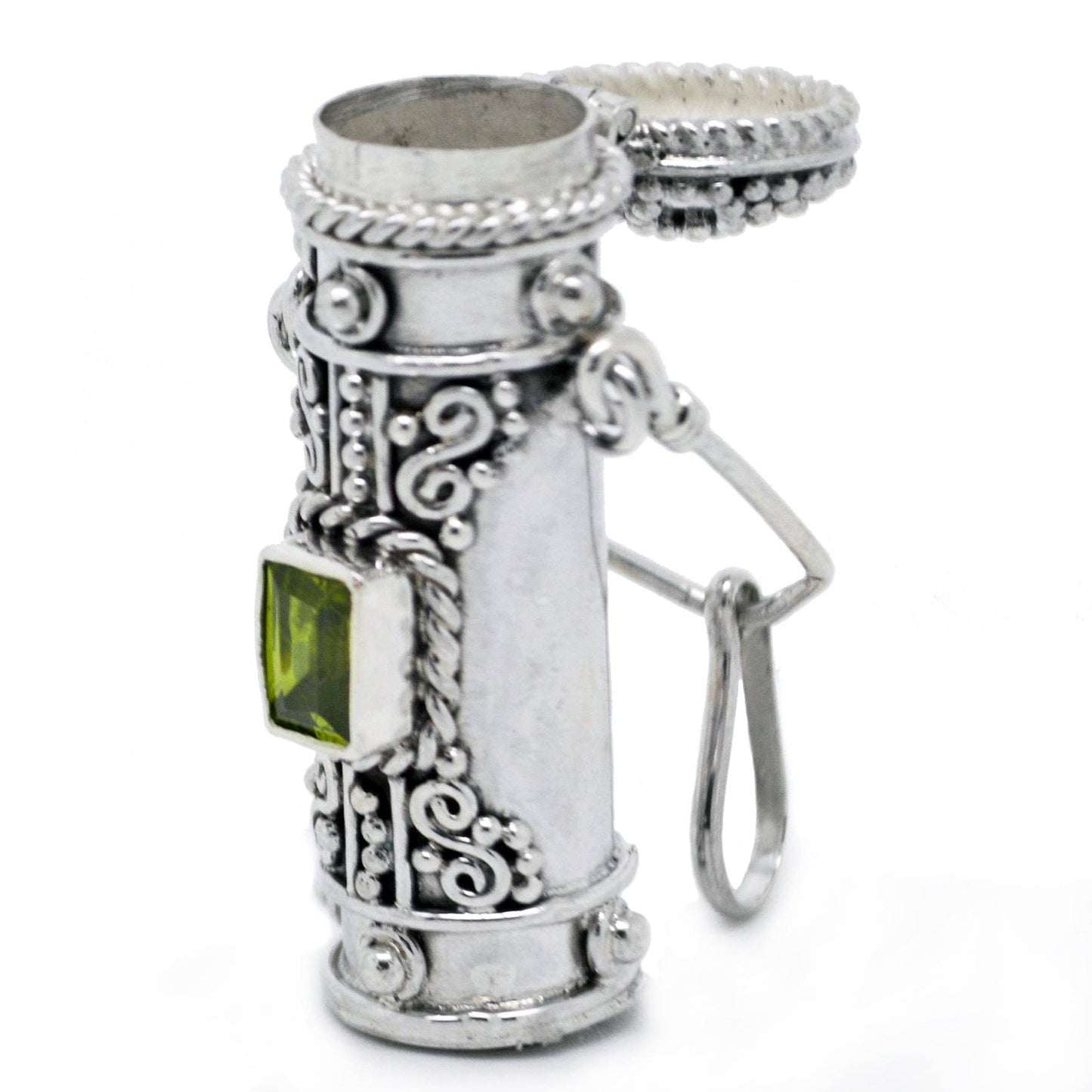 Peridot Pendant with Hidden Chamber, Sterling Silver
