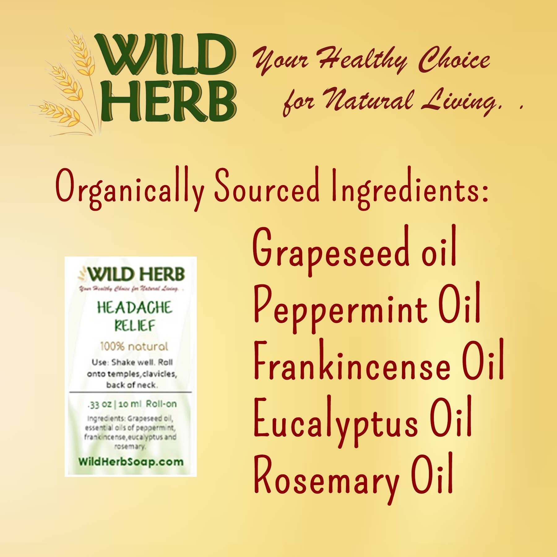 Natural Headache Relief Roller - 100% Pure Essential Oils