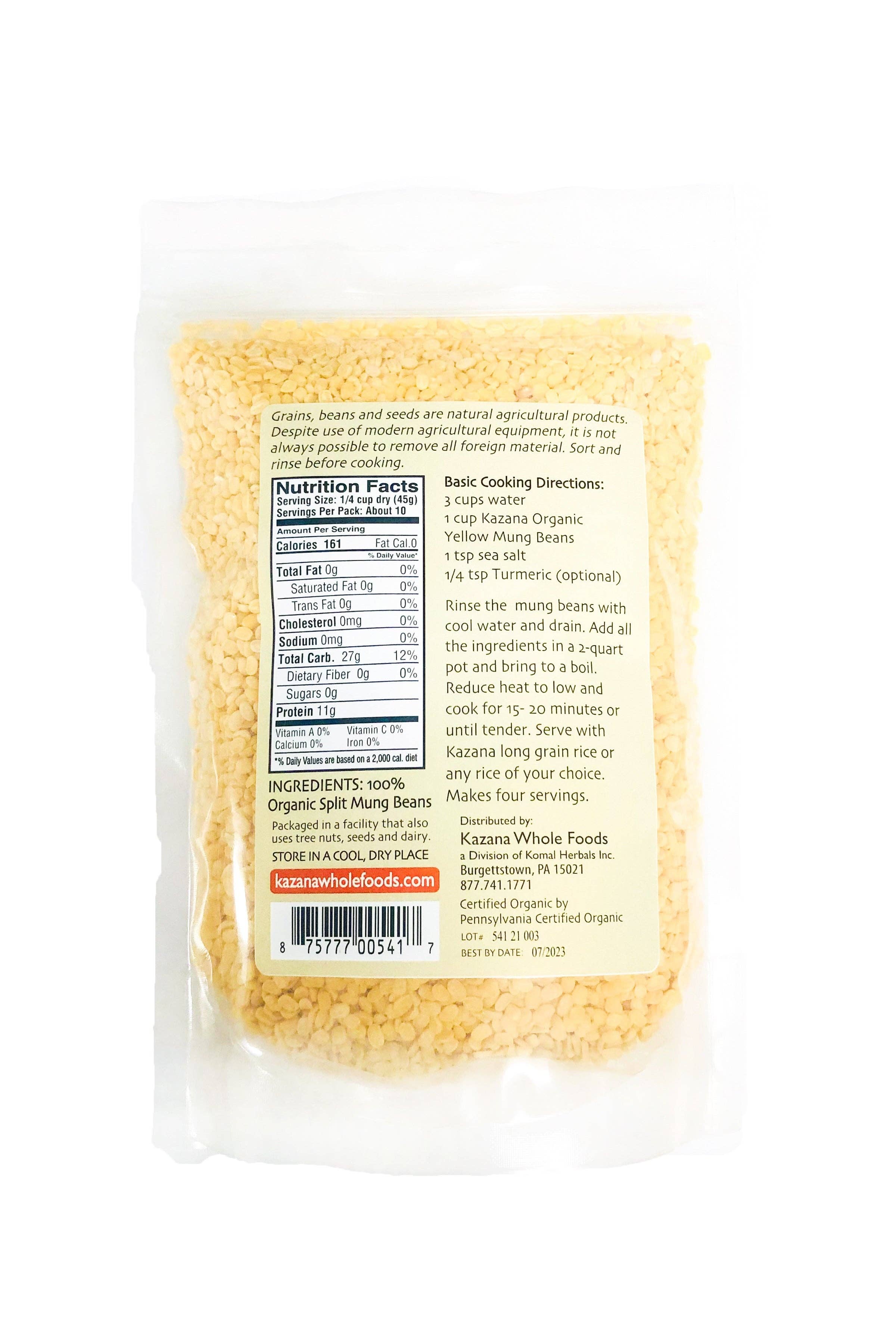 Mung Beans - Yellow, Organic 16oz (453g)
