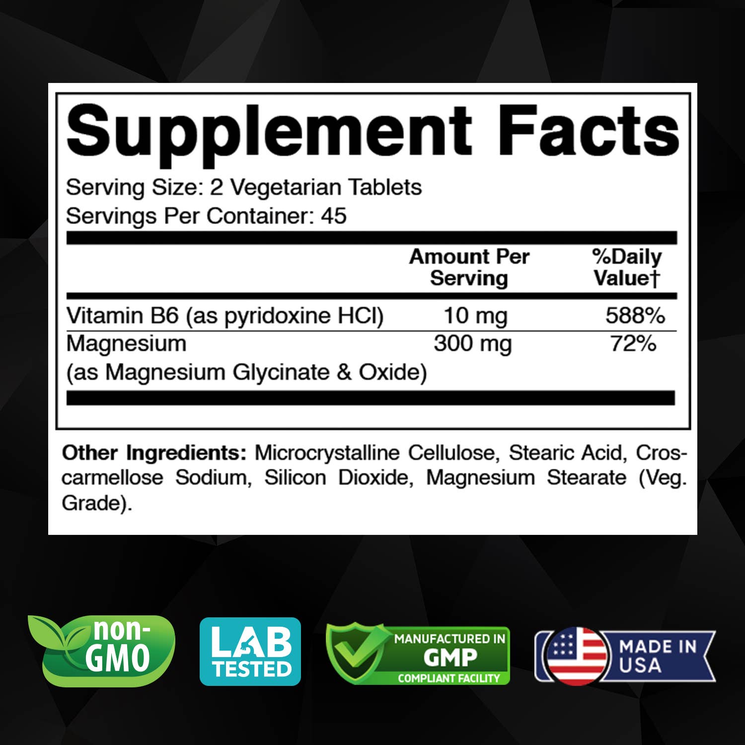 Magnesium Glycinate with B6 - 1000mg (90 Tablets)