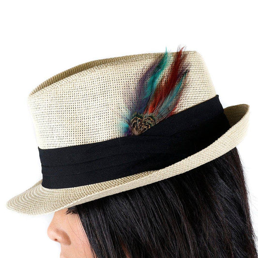 Pheasant Hackle Feather Hat Trims w/Copper & Dark Aqua (Pack of 2)