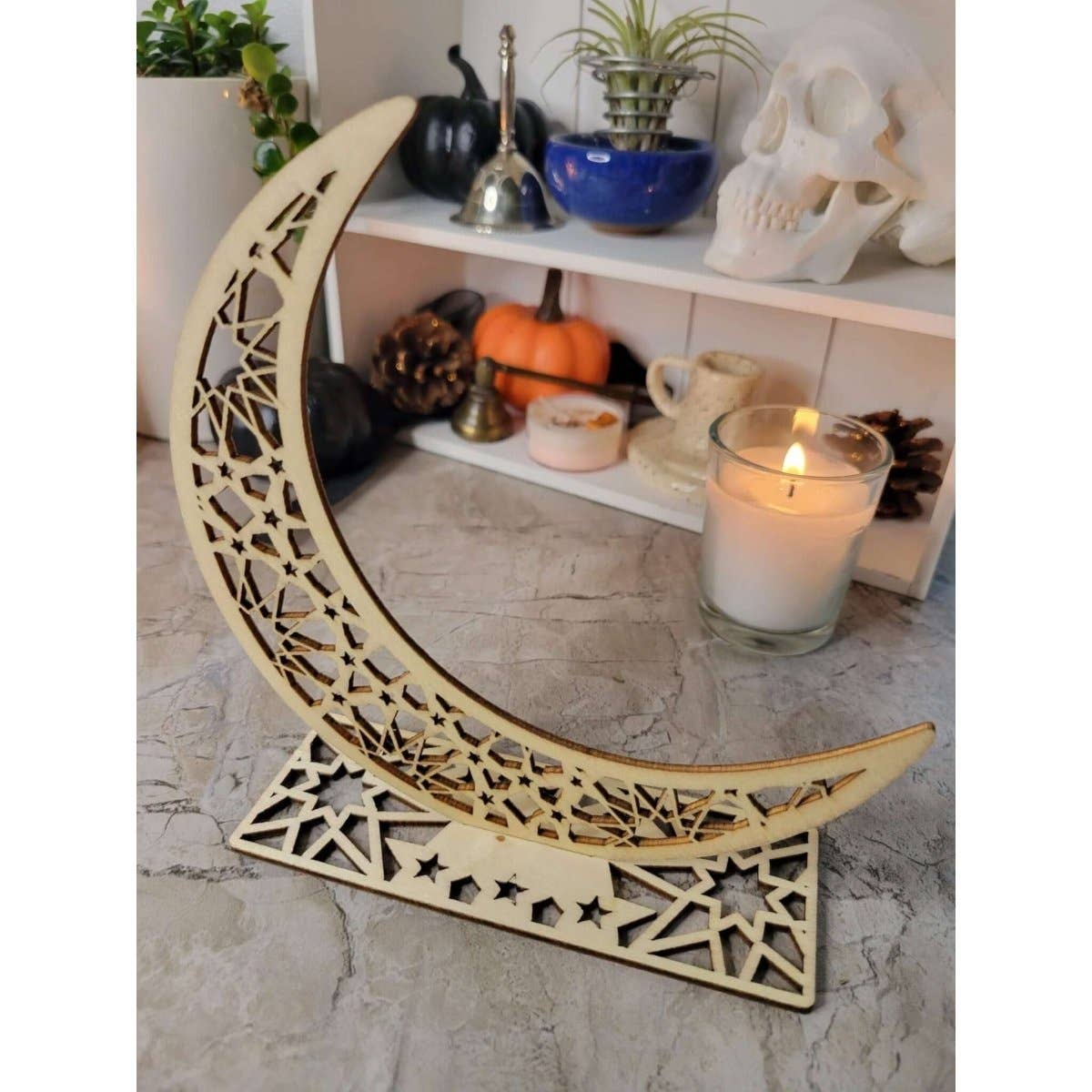 Crescent Moon Wooden Ornament