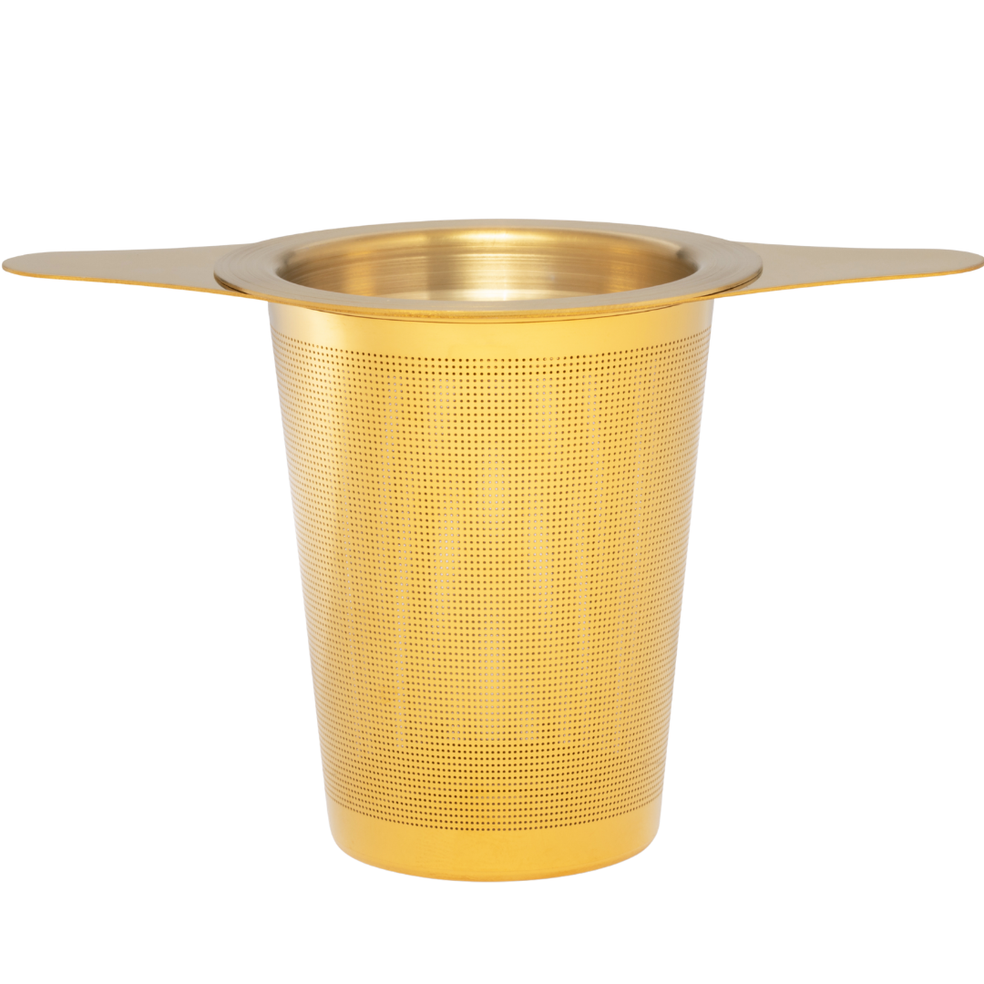 Gold Tea Infuser Basket with Lid (Stainless Steel)