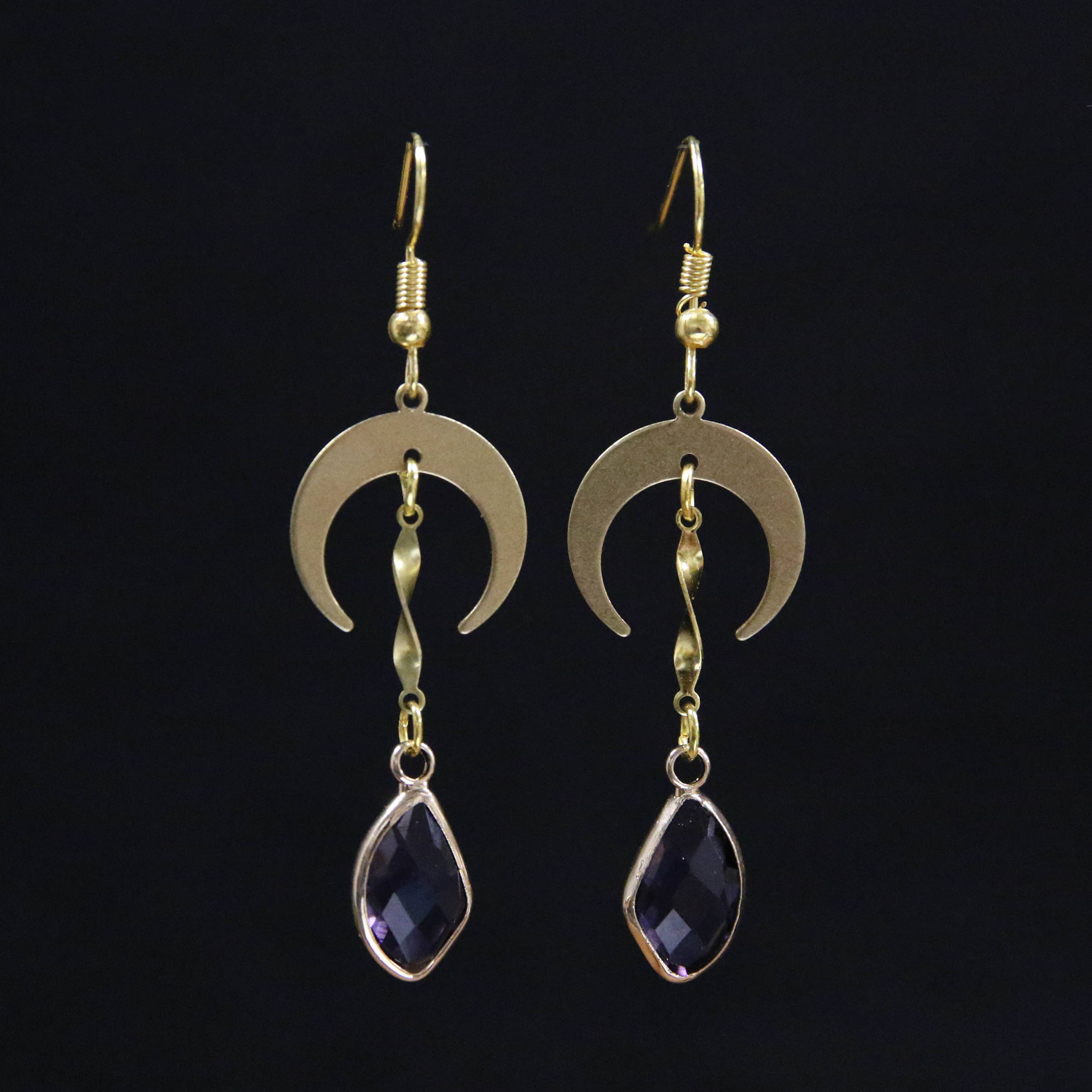 Crescent Moon Drop Earrings