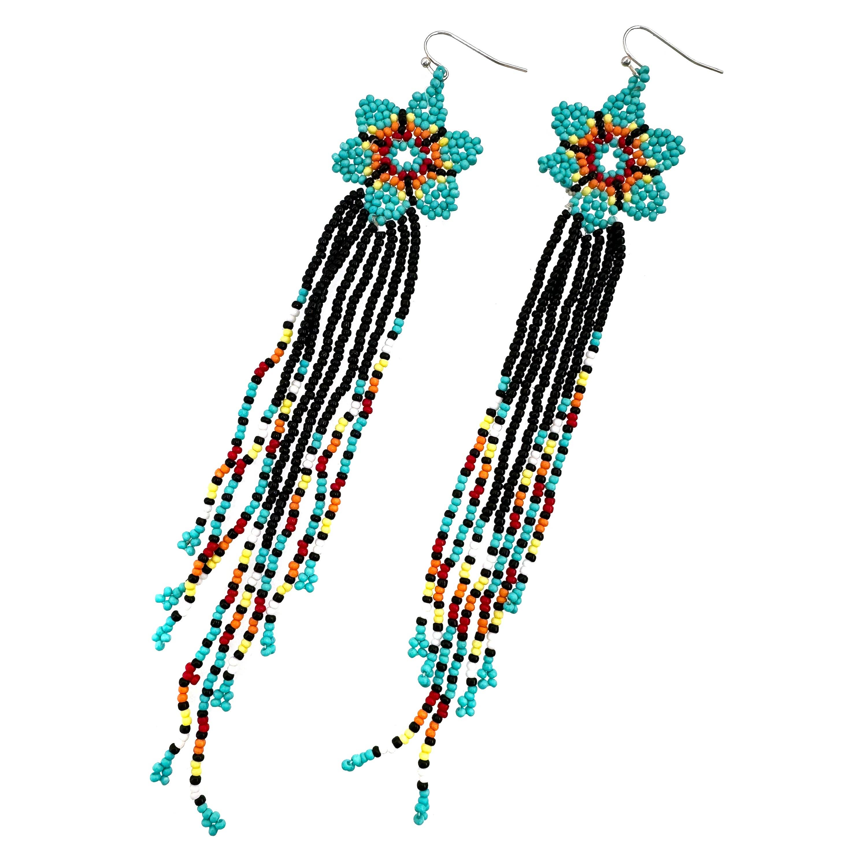 Long Bead Tassel Earrings