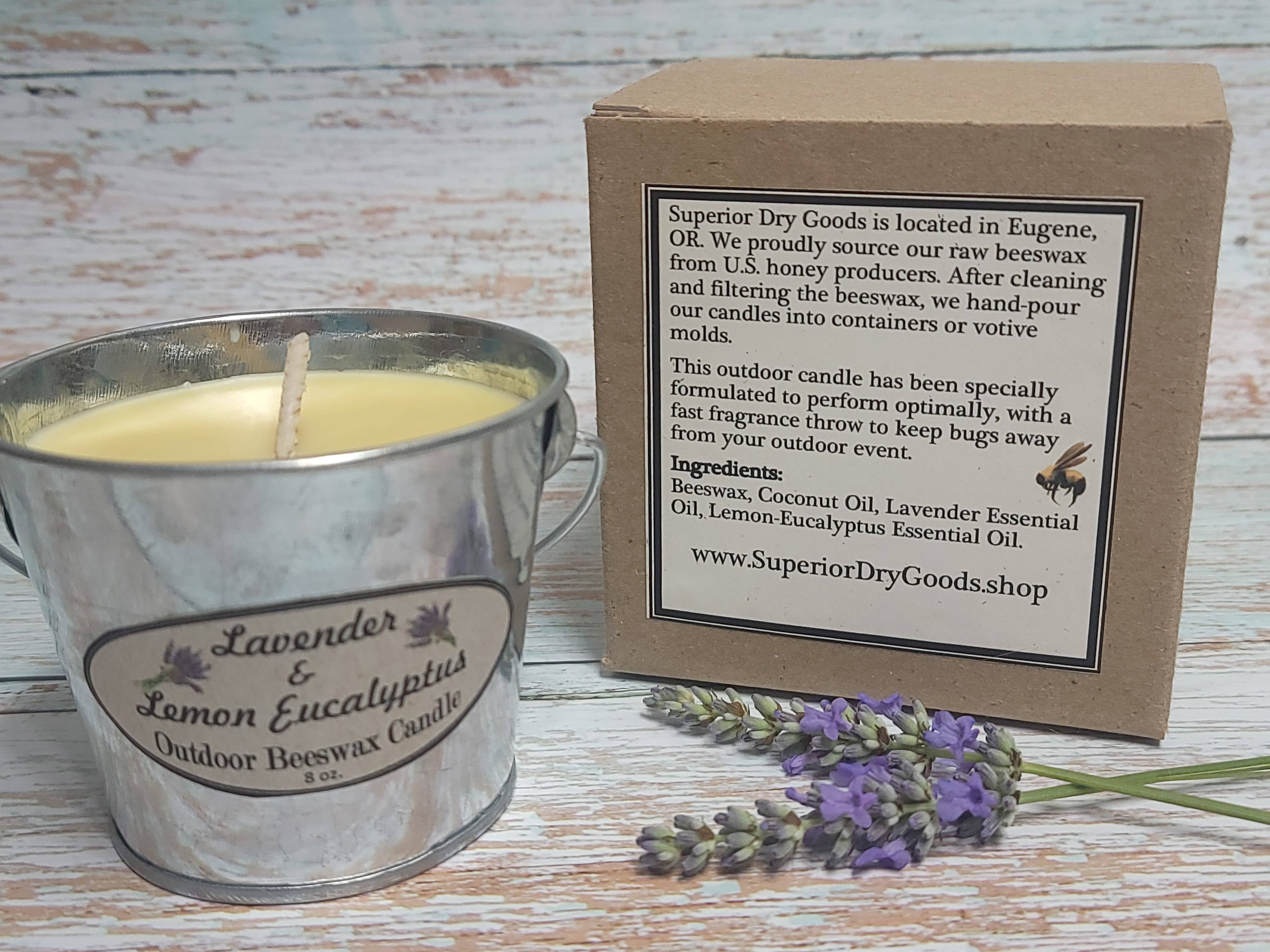 Lavender Mosquito Bucket Candle | Beeswax | Citronella