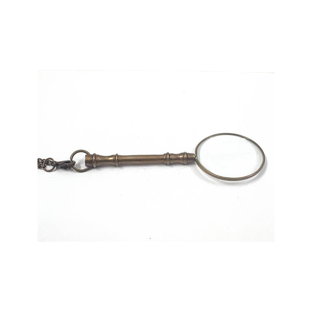 Victorian Magnifying Glass with Brass Handle & 14' Brass Chain
