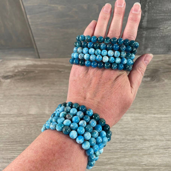 Gemstone Bracelet (8mm) – Choose from Blue Apatite, Dragon Bloodstone, or Aventurine