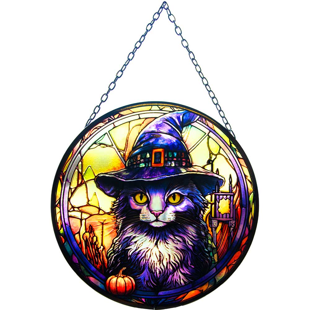 Wizard Cat Glass Suncatcher (6 inches)