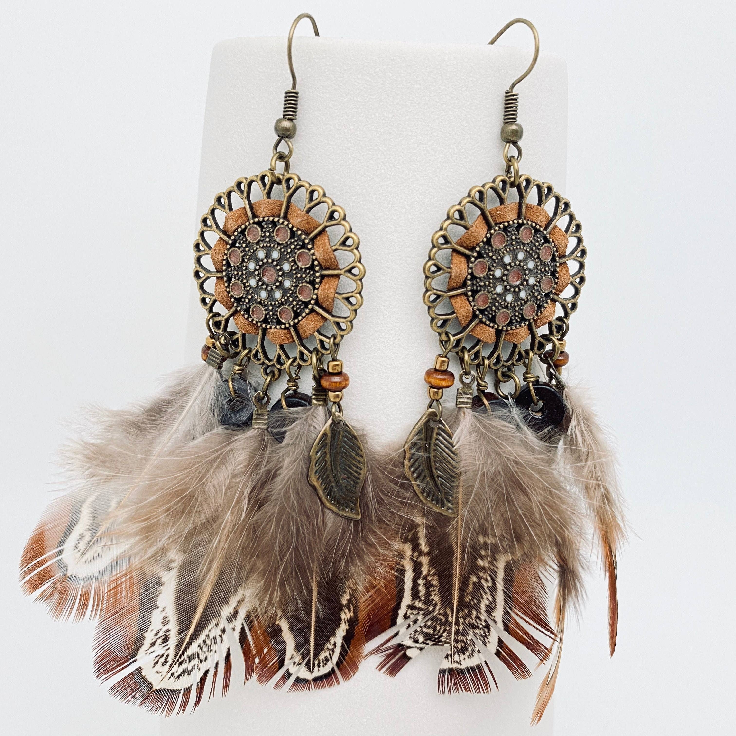 Mandala Feather Earrings