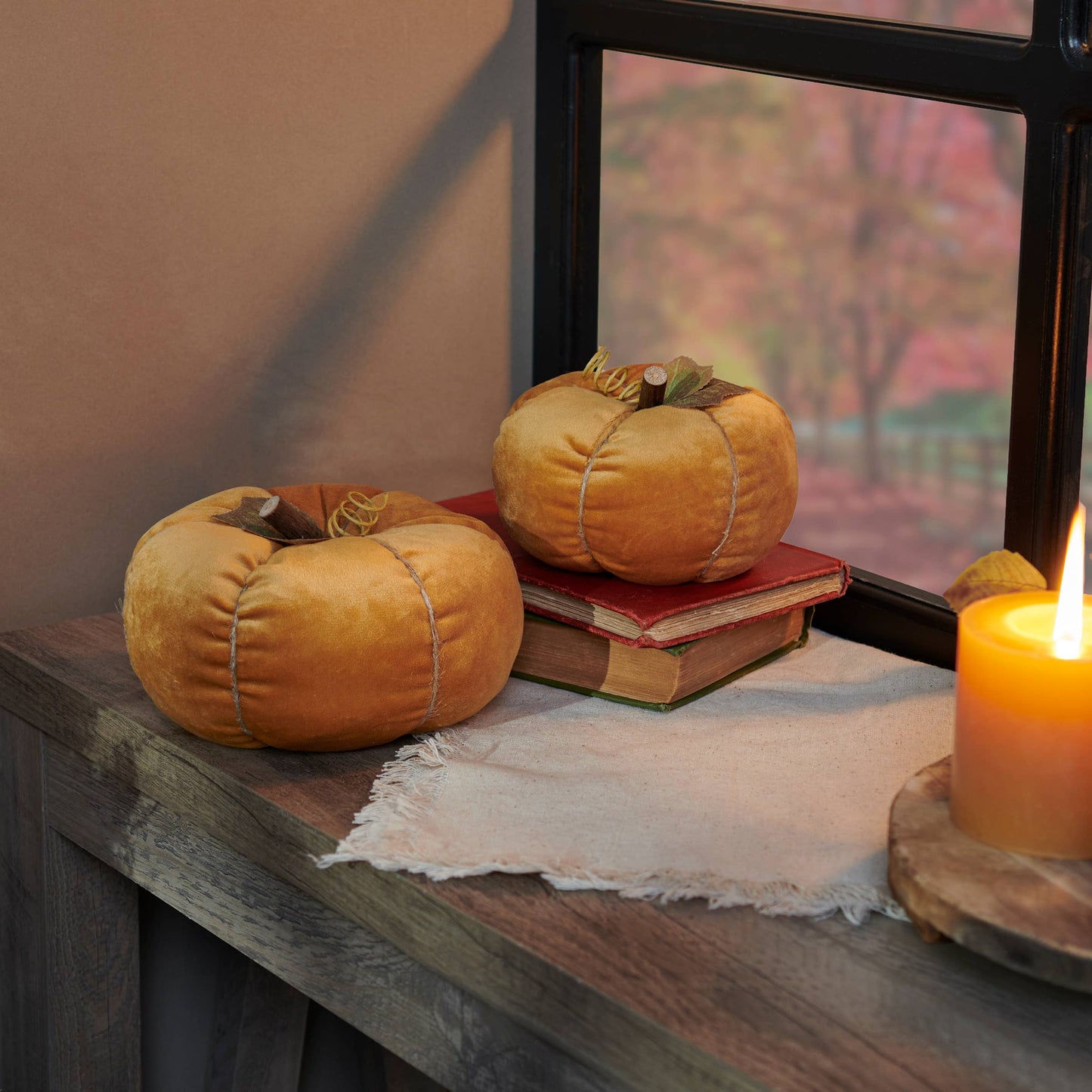 Velvet Pumpkins - Set of 2
