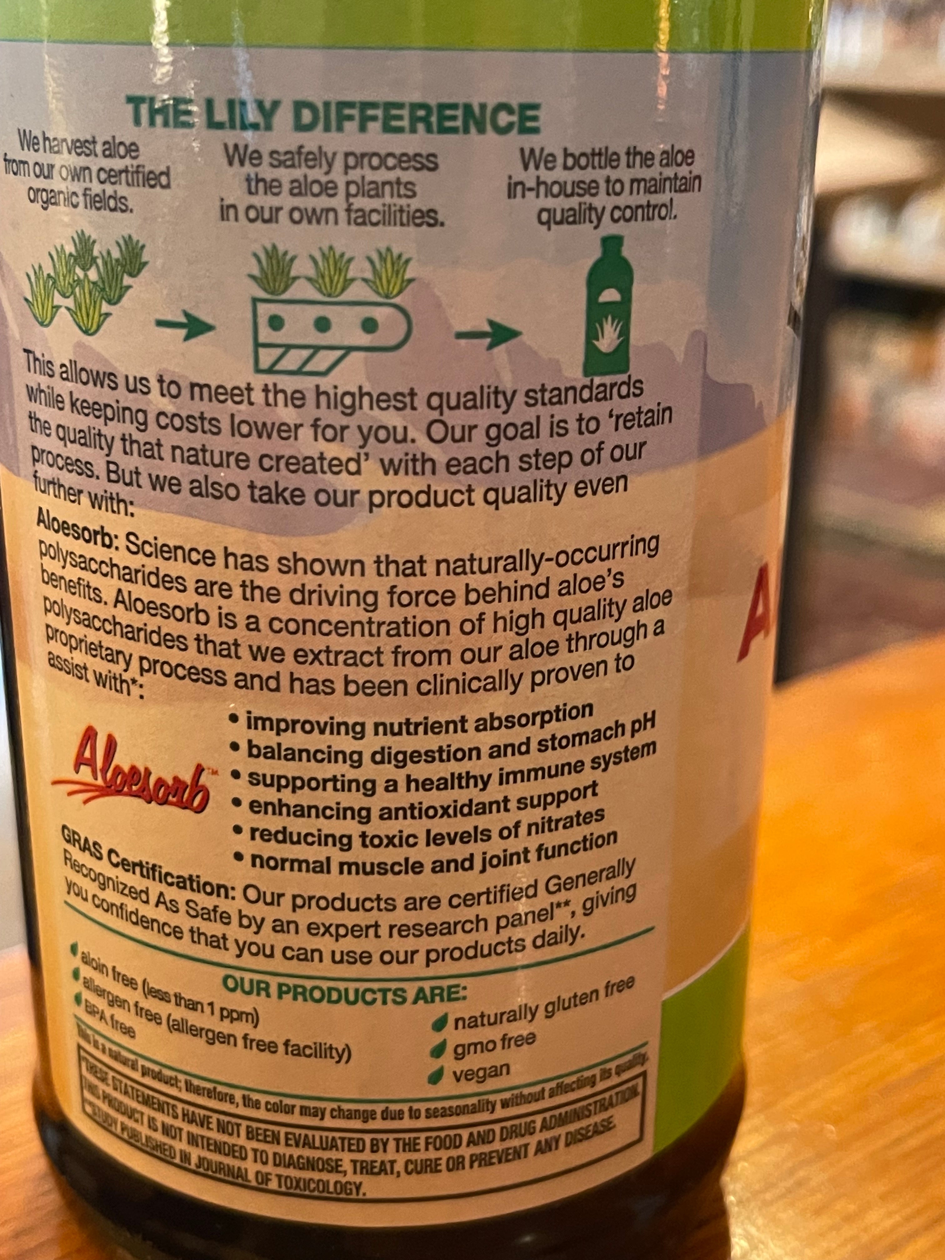 Aloe Vera GEL, Inner Fillet - Dietary Supplement (16 fl oz)