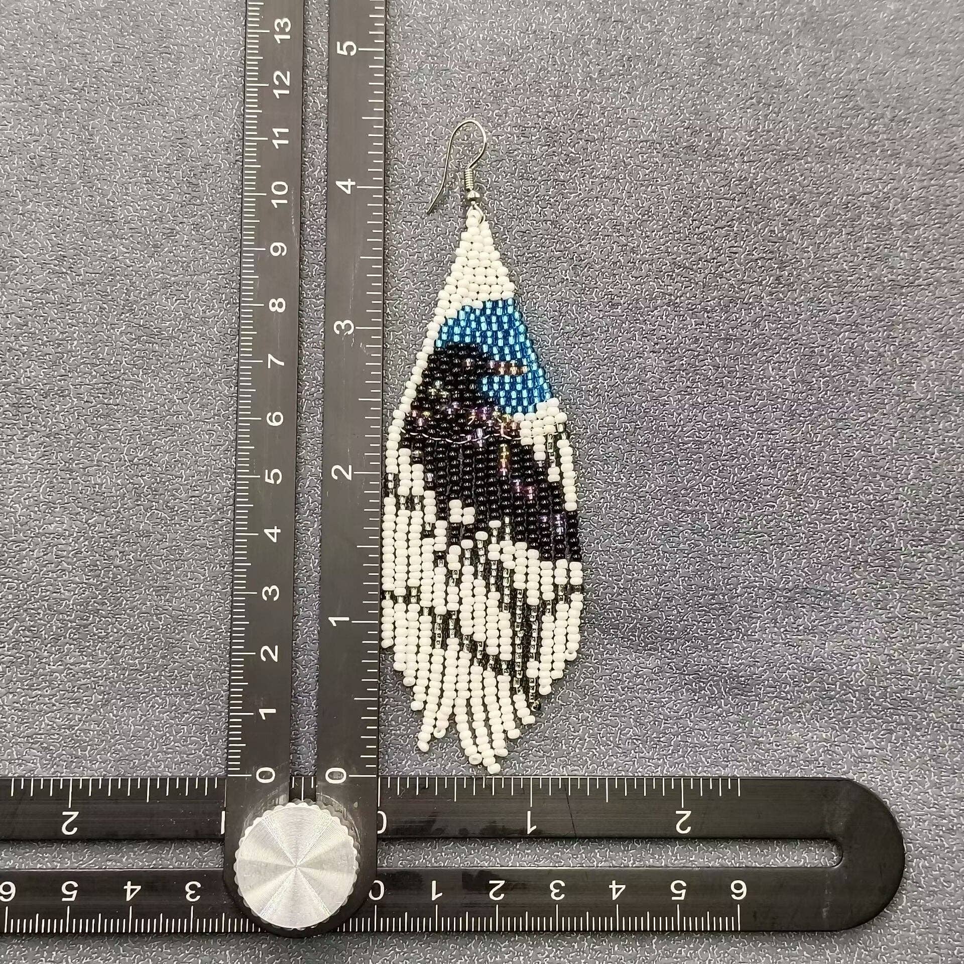 Blue Moon Raven Bead Earrings