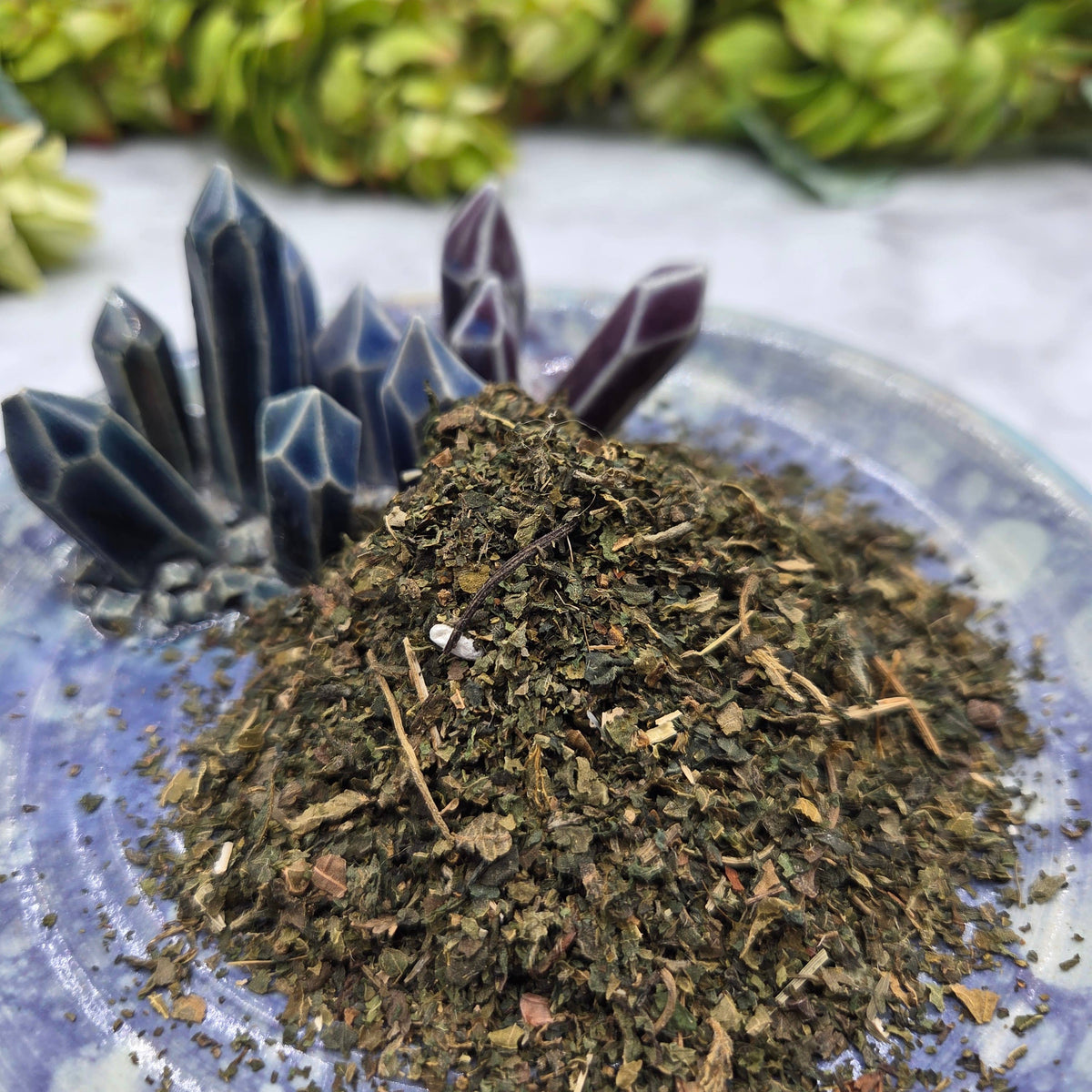 Dried Nettles in Apothecary Herb Jar w/Tree of Life Charm