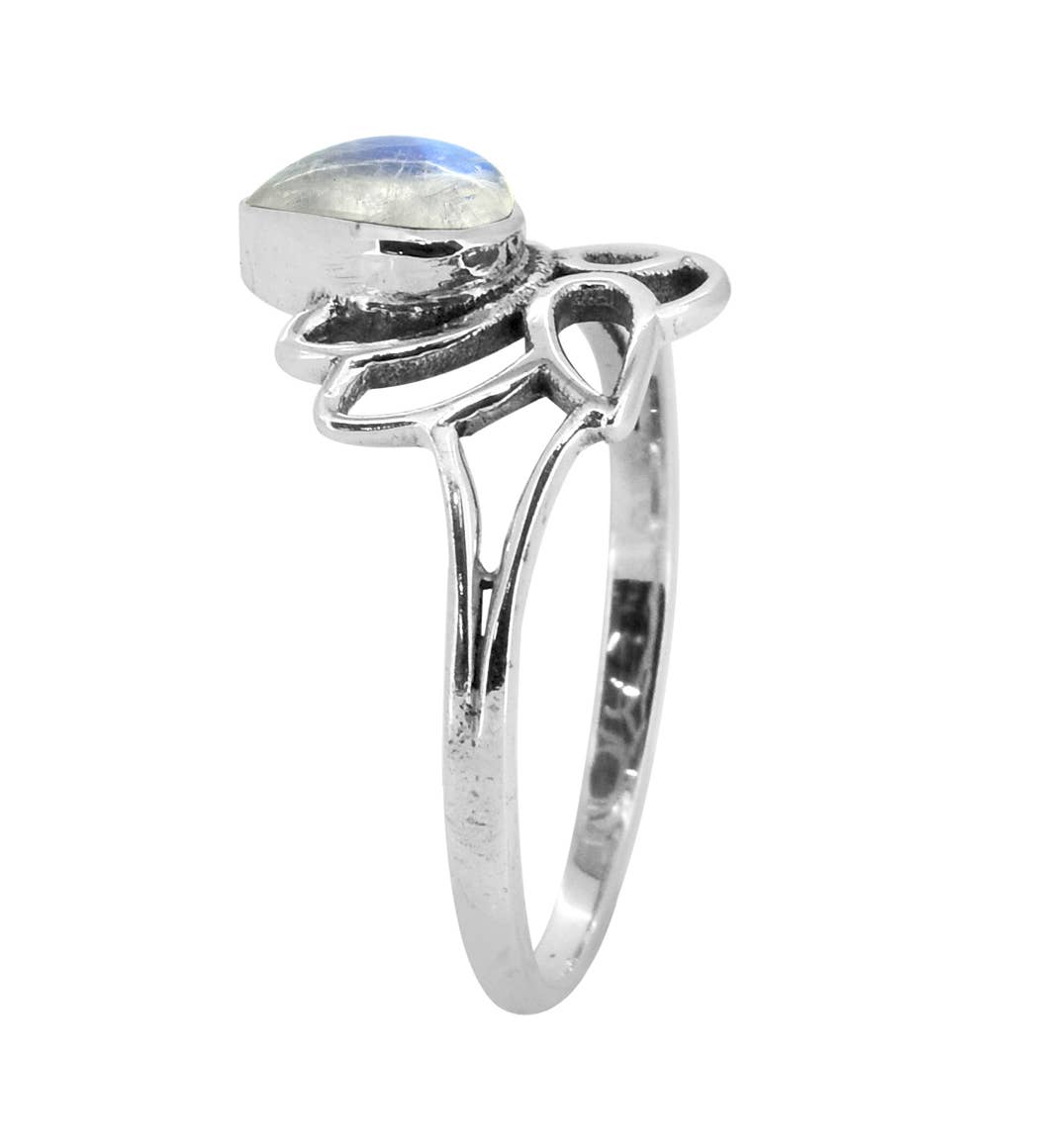 Lotus Flower Moonstone Ring