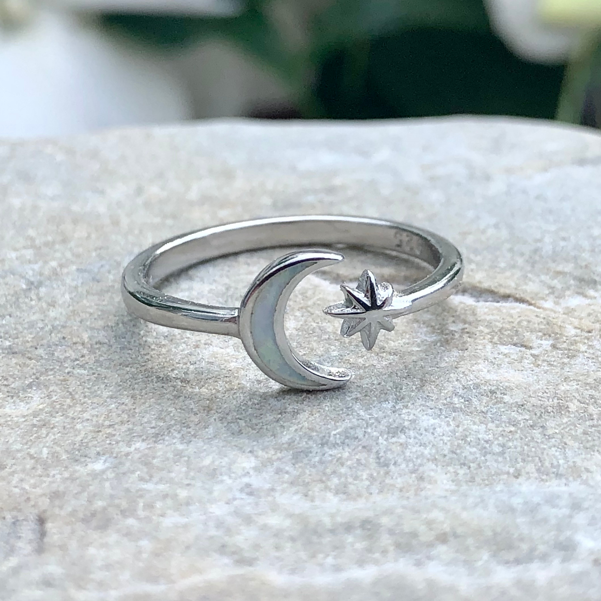 Opal Moon & Star Ring (Size 10)