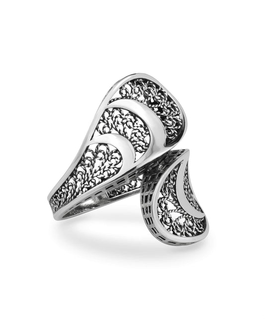 Spiral Crescent Moon Goddess Ring (Size 8)