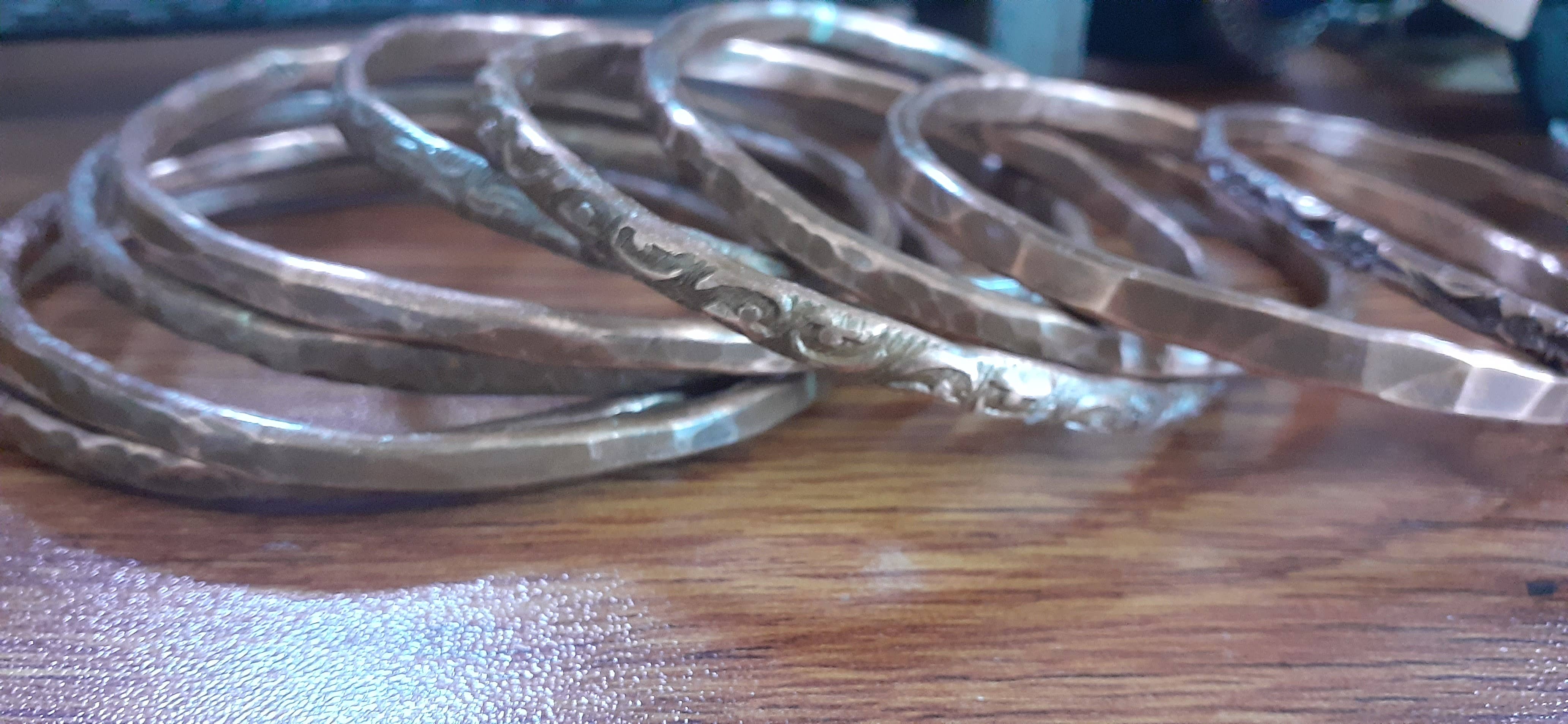 Hand Made Copper Bangle Bracelet - Thick 6-Gauge