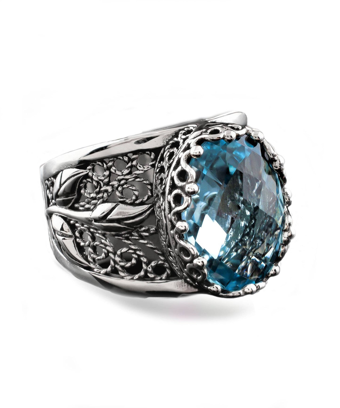 The Blue Rose - Sterling Silver (Size 7)