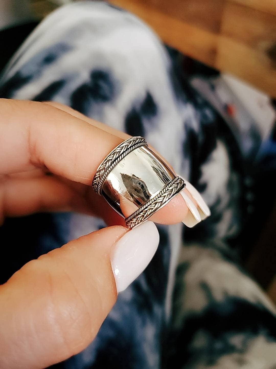 Concave Boho Sterling Silver Ring (Size 8.5)