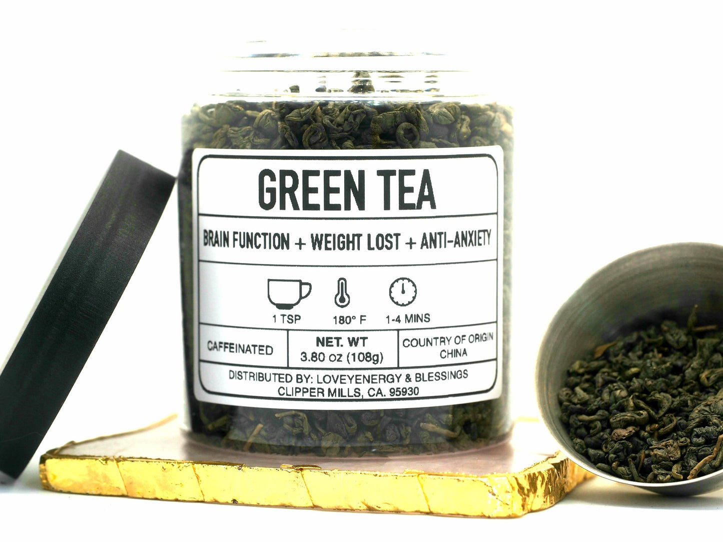 Green Tea Loose Leaf Tea - 2 oz (glass jar)