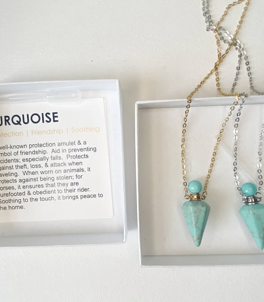 Turquoise Gemstone Pendulum with Secret Potion bottle