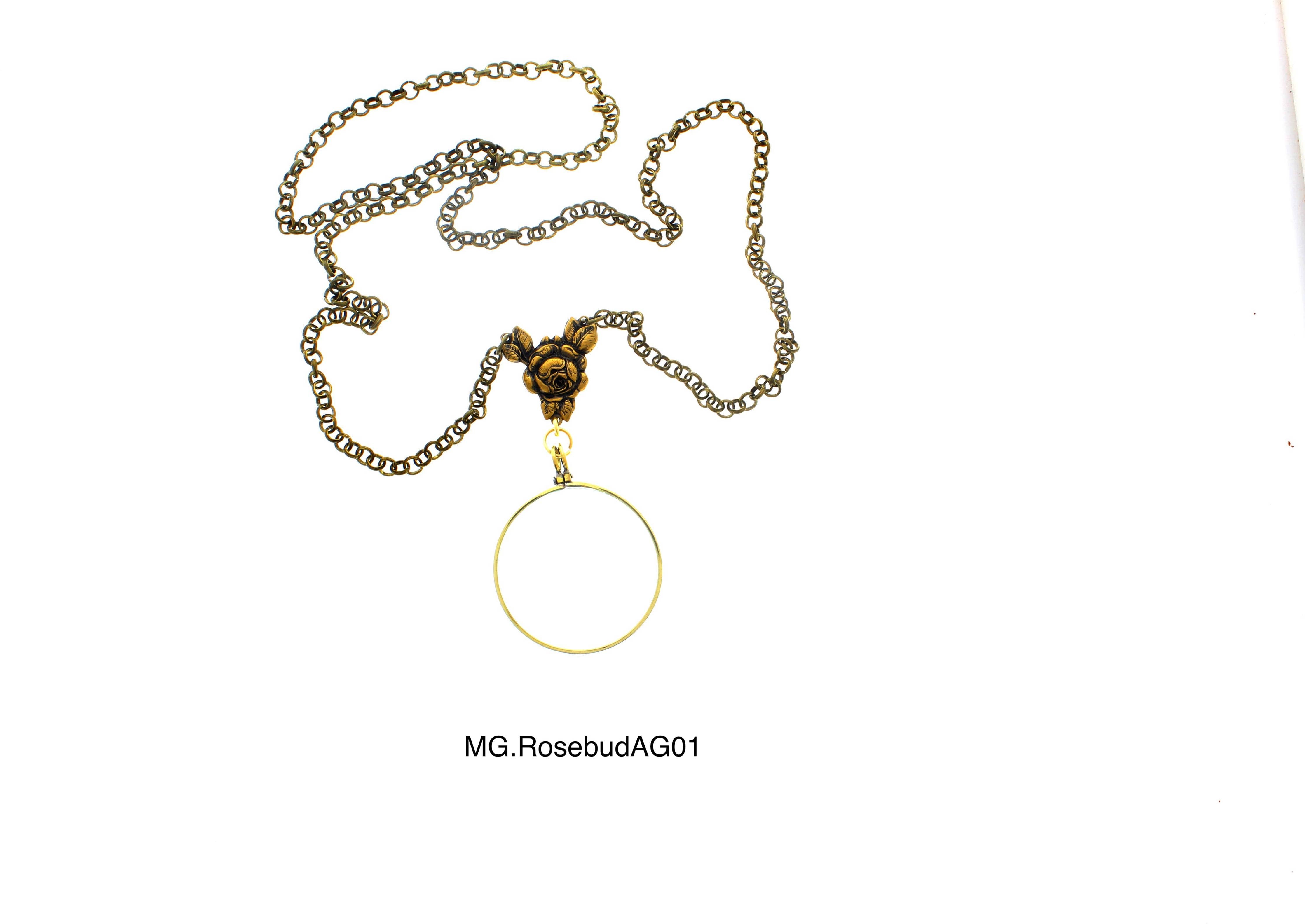 Antique Finish Victorian Monocle Magnify Glass Necklace