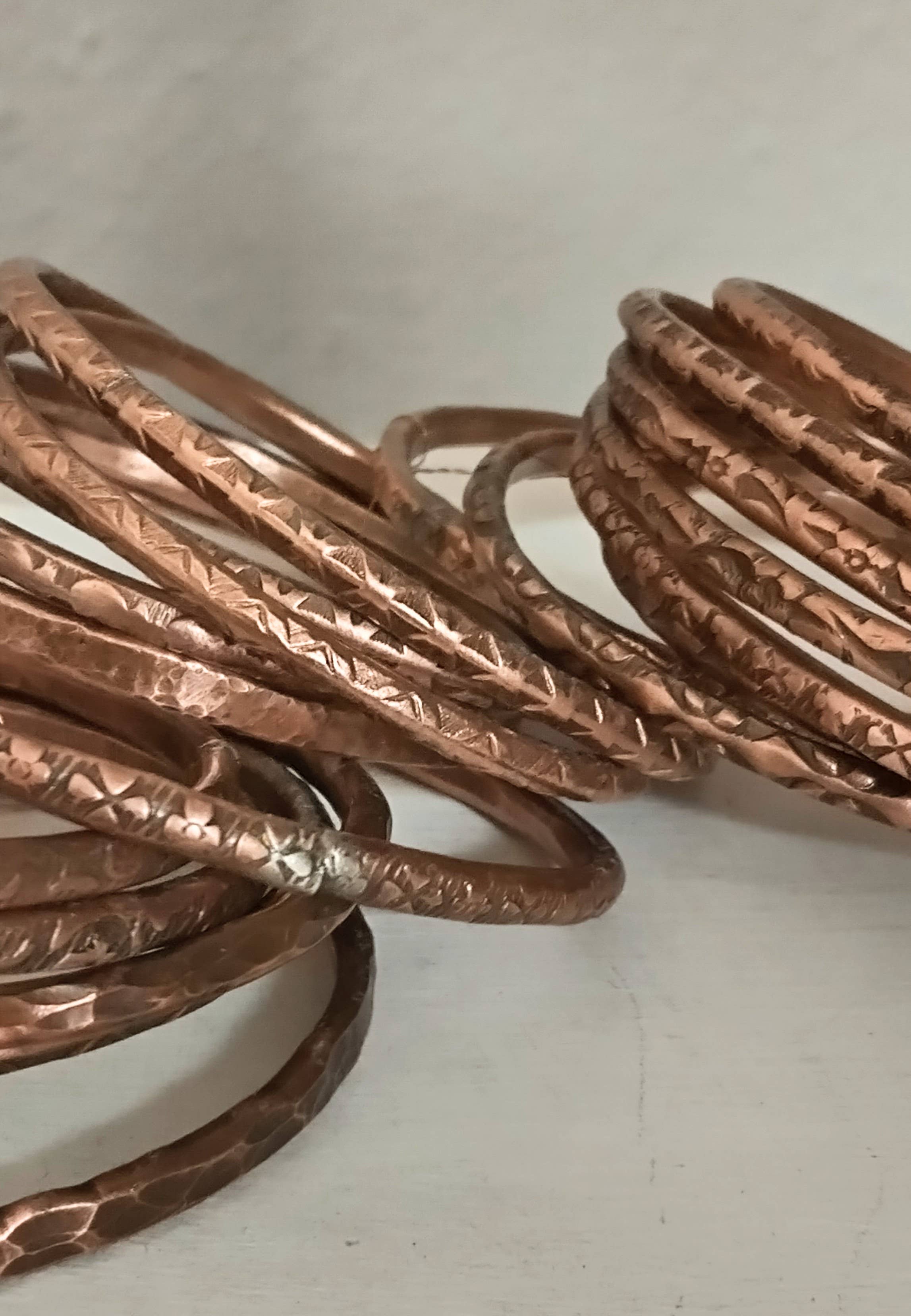 Hand Made Copper Bangle Bracelet - Thick 6-Gauge