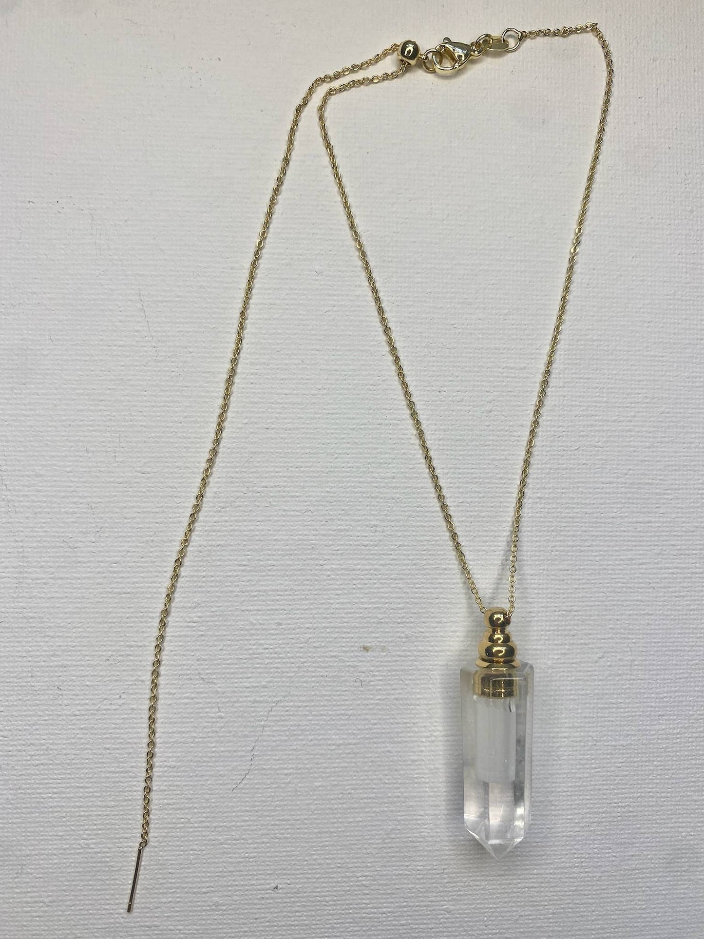 Crystal Quartz Necklace with Hidden Chamber, Adjustable length