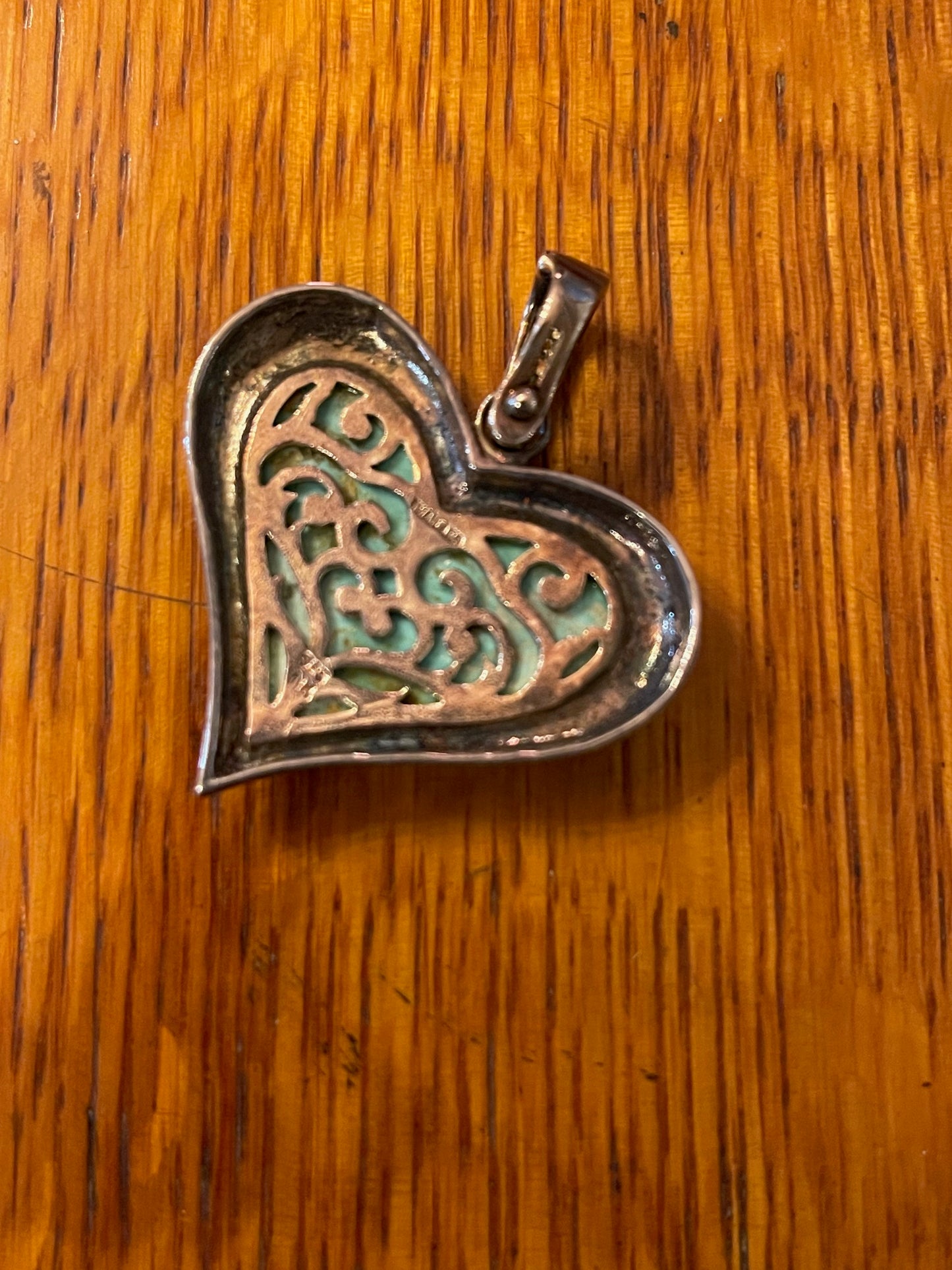 Turquoise Heart Copper Pendant (Vintage)