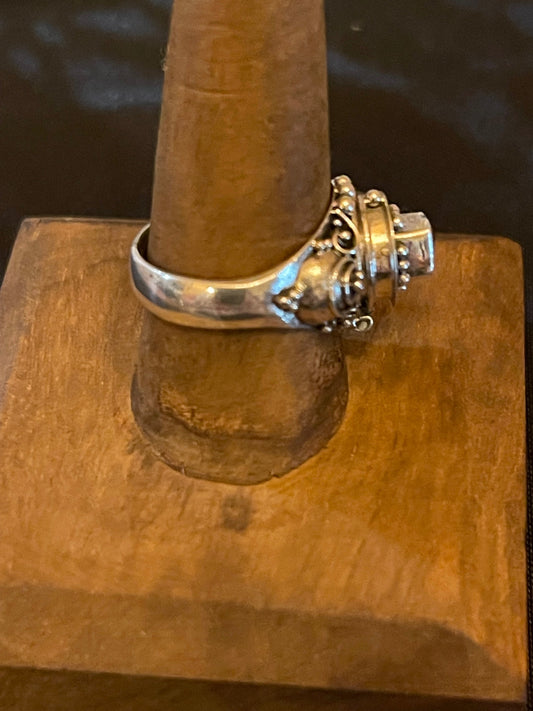 Amethyst Celtic Ring with Hidden Chamber, Sterling Silver (Size 5)